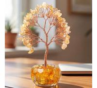 Aisamco Yellow Chakra Crystal Tree of Life Handmade Bonsai