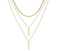 Aisansty Dainty Layered Choker Necklaces Handmade Coin Tube Star Pearl Pendant Multilayer Adjustable Layering Chain Gold Plated Necklaces Set for Women, Brass, Cubic Zirconia