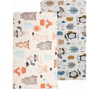 Aisawate Baby Fitted Sheet Pack of 2, 60 x 120 cm, Animal Print, Polyester Microfibre, Parks for Animals