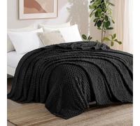 Aisbo Black Throws for Sofas Large - Fleece Fluffy Bed Throw King Size Blanket, Soft Warm Fuzzy Blanket for Couch, 200x240 cm