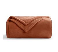 Aisbo Burnt Orange Throws Blanket for Sofas - Single Fluffy Terracotta Blanket Bed Throw Fleece, Warm Soft Rust Flannel Blanket for Couch, 130x150cm