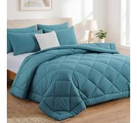 Aisbo Coverless Duvet Single 10.5 Tog - 135x 200cm, Teal Duvet with Pillowcase Soft Lightweight Comforter Set for All Seasons
