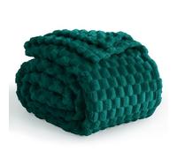 Aisbo Dark Green Throws Blankets for Sofa - Single Fleece Fluffy Bed Throws for Sofas, Soft Warm Fuzzy Blanket for Couch, 130x150 cm