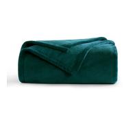 Aisbo Fleece Blanket Forest Green Throw - Versatile Soft Warm Blanket Fluffy Throws for Sofa Couch Single Size, Cozy Solid Bed Flannel Blanket for Travel, 130x150cm