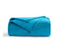 Aisbo Fleece Blanket Teal Throw - Versatile Soft Warm Blanket Fluffy Throws for Sofa Couch Single Size, Cozy Solid Bed Flannel Blanket for Travel, 130x150cm