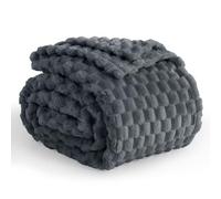 Aisbo Grey Throws for Sofas Extra Large - Super King Size Fleece Fluffy Blanket Bed Throw for Sofa, Soft Warm Fuzzy Couch Blanket, 230x270 cm Dark Gray