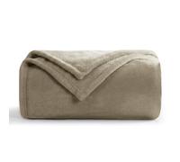 Aisbo Khaki Throws Blanket for Sofas - Single Fluffy Blanket Bed Throw Fleece, Warm Soft Flannel Blanket for Couch, 130x150cm