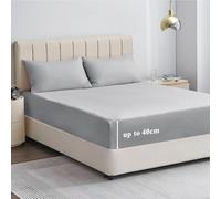 Aisbo King Size Fitted Sheet Grey - Extra Deep Pocket Bed Sheet 16 inch 40 cm - Microfiber Bottom Sheet, 150x200cm