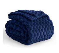 Aisbo Navy Throws for Sofas Extra Large - Super King Size Fleece Fluffy Blanket Bed Throw for Sofa, Soft Warm Fuzzy Couch Blanket, 220x240 cm