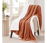 Aisbo Sherpa Fleece Throw Blanket Burnt Orange - Fluffy Thick Warm Blanket for Sofa Couch Throw Single Size, Solid Microfiber Bed Blanket Soft Throws for Travel, 130x150cm