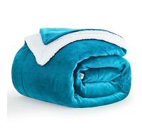 Aisbo Sherpa Fleece Throw Blanket Teal - Fluffy Thick Warm Blanket for Sofa Couch Throw Single Size, Solid Microfiber Bed Blanket Soft Throws for Travel, 130x150cm