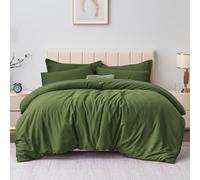 Aisbo Super King Duvet Covers Set Olive Green - 3Pcs Superking Size Bedding Set Soft Brushed Microfiber Quilt Cover with 2 Pillowcases