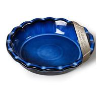 AISBUGUR Ceramic Pie Pan,Deep Dish Pie Pan, 9-Inch Non-Stick Pie Dish & Round Baking Dish with Ruffled Edge, Ideal for Apple, Quiche, & Pot Pies, Dishwasher & Oven Safe（Reactive Glaze Blue）