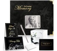 AISBUGUR Memory Book for Funeral: Condolence Book & Funeral Memory with Photo Cover - Personalized 8x10 Guest book Set for Memorial Service and Celebration of Life