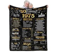aisdfhsa 50th Anniversary Wedding Blanket Gifts Gift for 50th Wedding Anniversary Golden 50 Years of Marriage Gifts for Couple Wife Husband Dad Mom Parents Back in 1975 Blanket 60Lx50W