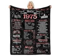 aisdfhsa 50th Birthday Gifts for Women, 50th Wedding Anniversary Blanket Gifts - Back in 1975-50th Birthday Gifts for her 50 Year Old Gift Ideas 50th Birthday Decorations Throw Blanket 60Lx50W
