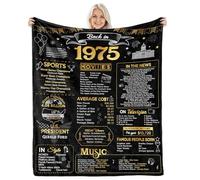 aisdfhsa 50th Birthday Gifts for Women Men, 50th Wedding Anniversary Blanket Gifts - Back in 1975-50th Birthday Gifts for her 50 Year Old Gift Ideas 50th Birthday Decorations Throw Blanket 60Lx50W