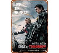 Aisdjjuehy Edge Of Tomorrow (#4 Of 17) Live. Die. Repeat. 2014 Movie Poster Tin Sign Aluminium Sign Home Bar Shop Decorations Coffee Vintage Sign Gift 8X12 Inch, 8 X 12 Inch, colour