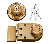 AIsecure Twist to Lock Jimmy Proof Deadbolt Lock Keyless with Unpickable Night Latch&Anti-Mislock Button,304 Stainless Steel Heavy Guard Security Single Cylinder&SC Keys,Prohibits Forced Entry,Brass