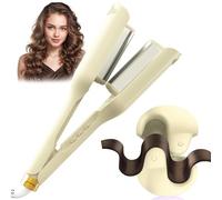 AISEELY Hair Waver 32MM 2 Barrel Beach Wave Curler Iron Timer White