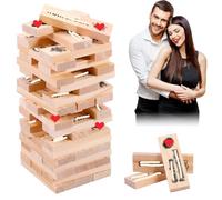 Aiseeok 48 Pcs Wooden Stacking Tower Game, Couples Relationship Building Party Game, Classic Tumbling Blocks for Communication and Fun, Great Gift for Valentine’s Day or Game Night