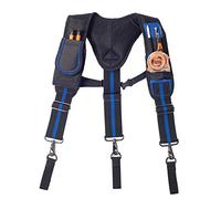 AISENIN Men's Blue Tool Belt Suspenders, Includes Tool Belt Loops, Phone Pouch, Pen Holder, One Size