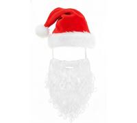 AISENO Santa Hat with Beard Set for Adults - Deluxe Christmas Costume Accessories with White Beard Mask & Adjustable Red Hat for Xmas Parties, Photo Props
