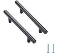 AISENPARTS 30 Pack Kitchen Cabinet Door Handle 127mm Matte Black Stainless Steel Hole Center 76mm T Bar Handle Furniture Drawer Pulls