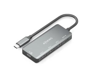 AISENS - A109-0945 - USB 3.1 USB-C HUB, USB-C/M-1xUSB-C PD 100W+1xUSB-C USB3.0/H+3xUSB-A USB2.0/H, 15cm