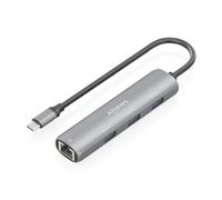 AISENS - ASUC-4P038-GR - USB-C Dock to ETHERNET GIGABIT + HUB 3xUSB-A, Grey, 15CM