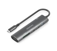 AISENS - ASUC-7P027-GR - USB-C Dock 7 IN 1, USB-C A 1xHDMI, 2xUSB-A USB2.0, 1xUSB-A USB3.0, 1xUSB-C PD 100W, 1xSD, 1xMICRO SD, Grey, 15CM