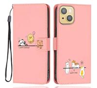 Aisenth Case for iPhone 14, Cute Bear, Cat, Panda, Duck, Koala Animal Cartoon Pattern PU Leather Wallet Flip Case Shockproof Magnetic Cover with Kickstand, Card Holder, Pink