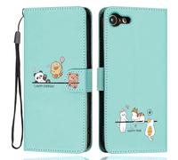 Aisenth Case for iPhone 7/8/SE 2nd/3rd Gen, Cute Bear, Cat, Panda, Duck, Koala Animal Cartoon Pattern PU Leather Wallet Flip Case Shockproof Magnetic Cover with Kickstand, Card Holder, Green