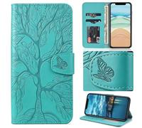 Aisenth Flip Case for Samsung Galaxy A26, The Tree of Life Embossed PU Leather Wallet Phone Folio Case Magnetic Protective Cover with Kickstand, Card Slots + 1 Wrist Strap (Blue Green)