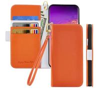 Aisenth Flip Case for Samsung Galaxy A50/A30S/A50S, Fashion Solid Color Litchi Leather Portable Vintage Wallet Case Folio Cover with Card Holder, Sided Magnetic Closure, Kickstand (Orange)