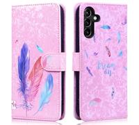 Aisenth Wallet Case for Samsung Galaxy A15 5G/A15 4G, Colorful Feather 3D Pattern PU Leather Flip Case for Girls, Protective Cover with Magnetic Closure, Stand Function, Card Slots, Pink