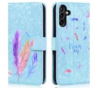 Aisenth Wallet Case for Samsung Galaxy A54 5G, Colorful Feather 3D Pattern PU Leather Flip Case for Girls, Protective Cover with Magnetic Closure, Stand Function, Card Slots, Blue