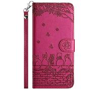 Aisenth Wallet Case for Samsung Galaxy S21 5G SM-G991B with Card Slots & Kickstand - Cute Cat & Butterfly Embossed PU Leather Magnetic Flip Cover, Protective with Wrist Strap