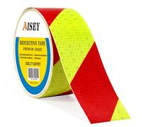 AISEY Reflective Tape Conspicuity Waterproof Yellow/Red Safety Caution Strips Tape Outdoor, Reflector Hazard Tape Stickers, Trailer Reflectors 2” X 30ft, 1 Pack