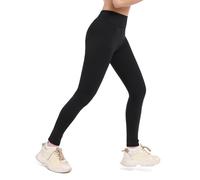 Aiseyi Black Sports Leggings for Girls Comfortable Long Athletic Pants High Waisted Plain Yoga Leggings for Dacne Jogging Training Gym Class 140
