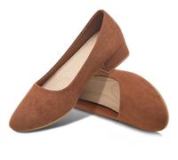 AISFAES Women Pumps Low Chunky Rounded Toe Heels Healed Dress Pumps Elegant Wedges Working Shoes, Brown, 7 UK