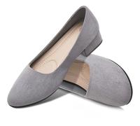 AISFAES Women Pumps Low Chunky Rounded Toe Heels Healed Dress Pumps Elegant Wedges Working Shoes, Grey, 5.5 UK