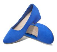 AISFAES Women Pumps Low Chunky Rounded Toe Heels Healed Dress Pumps Elegant Wedges Working Shoes, Royal Blue, 4 UK