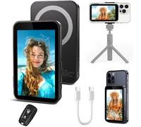 AISFUTR Vlog Selfie Monitor Screen, Wireless Magnetic Phone Selfie Monitor Screen for Rear/Back Camera for Vlog Live Stream TikTok, Built-in Speaker, Compatible with iPhone & Android (Black)