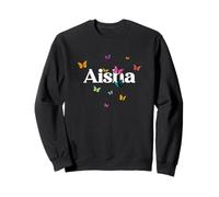 AISHA - Adorable girl name with colorful Butterlies Sweatshirt
