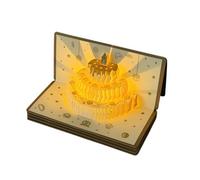 Aishaba Message Card with Music and LED Light, For Adults & Kids, Gold Powder Design, 15 Compartments, For New Years, Weddings, Graduations, Traditional Texts, 3D Lights & Built-in Birthday Songs