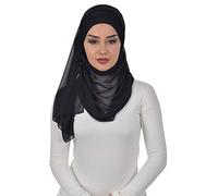 Aisha's Design, Cotton Instant Hijab Head Scarf, Chiffon Shawl, Colour Scarf for Women UK, Turbans for women, Colour Jersey Hijab, Head Scarf for Women UK, Black Black Hijab Scarf