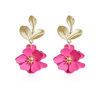 Aishgjia Boho Flower Earrings for Women Cute Dangle Drop Gold Leaf Floral Studs Hook Statement Jewelry Sweet Earrings, L, Metal, No Gemstone