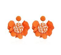 Aishgjia Handmade Raffia Flower Earrings Bohemian Chic Natural Fiber Dangle Drop Earrings for Women Lightweight Summer Festival Accessories, L, Metal, No Gemstone