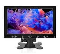 AISHICHEN 10.1 Inch Small Monitor, Raspberry Pi Screen Built-in Speakers, Mini Display 1024 x 600, 60 Hz, 5ms, IPS Screen Display w/Remote Control, HDMI VGA AV BNC Input, Computer Monitor